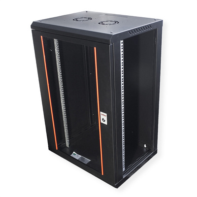 19" Rack na stenu 18U, čierny, 912x600x450mm (HxWxD), odnímateľné bočnice