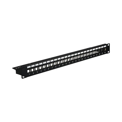 19" Patch panel 24port Keystone, netienený, celokovový 1U, čierny