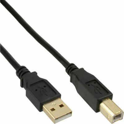 Kábel USB 2.0 A-B M/M 0.3m, High Speed, čierny, pozl. kon