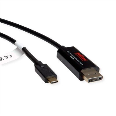 Kábel DisplayPort na USB 3.1 Typ C M/M 2m, Obojsmerný, v1.2, 4K@60Hz UHD, čierny