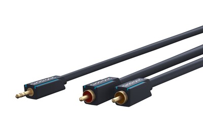 Kábel 3.5mm stereo/2xCinch M/M 1m, modrý, pozl. konektor, ClickTronic