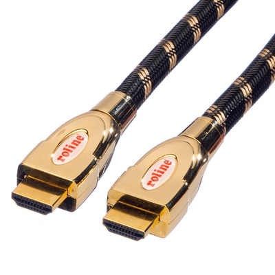Kábel HDMI M/M 2m, High Speed+Eth, HDMI 2.0, 4K@60Hz 18G, pozl. konektor, čierny/zlatý, Gold