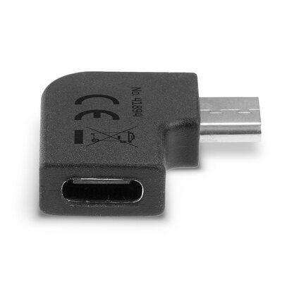 Adaptér USB 3.2 Gen 2x2, Typ C, C-C M/F, 20Gbps, zahnutý doprava/doľava 90°, čierny