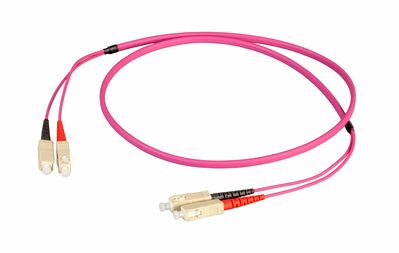 Fiber kábel SC-SC, 20m Duplex OM4(50/125µm), LSOH, FlatTwin (plochý), 5mm, fialový