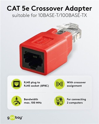 Adaptér RJ45 M/F cross/krížená, netienený, cat.5e, červený
