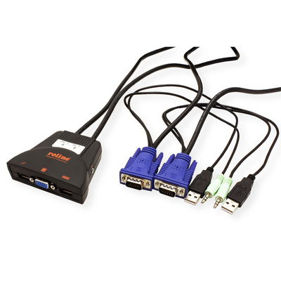 KVM switch/prepínač 2PC, VGA, USB, star+audio