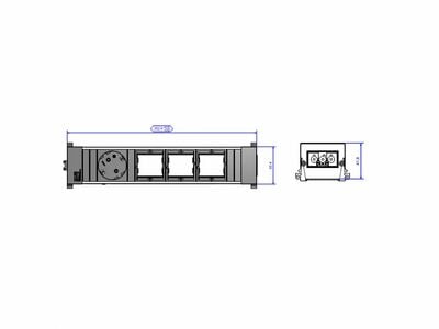 CONFERENCE / TOP FRAME 1xSCHUKO 230V, 3xCustom, GST18 IN/OUT, hliník/čierny