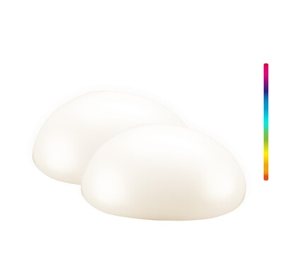 LED svietidlo solárne záhradné v tvare kameňa,  IP44 vonkajšie, RGBW, 24cm, 2 ks/bal