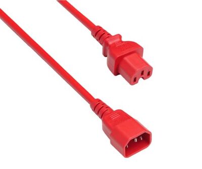 Kábel sieťový 230V predlžovací, C14 - C15, 1.5m, 1.00mm², 10A, červený