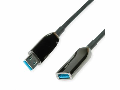 Kábel USB 3.2 Gen 1, A-A M/F 15m, 5Gbps, čierny, predlžovací, AKTÍVNY optický