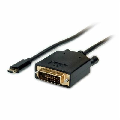 Kábel USB 3.1 Typ C na DVI-D M/M 1m, 4K@60Hz, jednosmerný, čierny