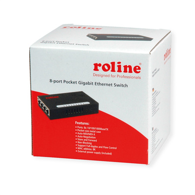 Switch Gigabit 8port, kovový priemyselný, Napájanie 5V /1.2A (alebo cez USB), čierny MINI