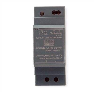 Napájací zdroj MEAN WELL HDR-30-48, montáž na DIN, 30W, 48V DC, 90x35x54.5mm