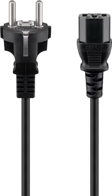 Kábel sieťový 230V, vidlica (CEE7/7) priama - C13, 2m, 0.75mm², 10A, čierny