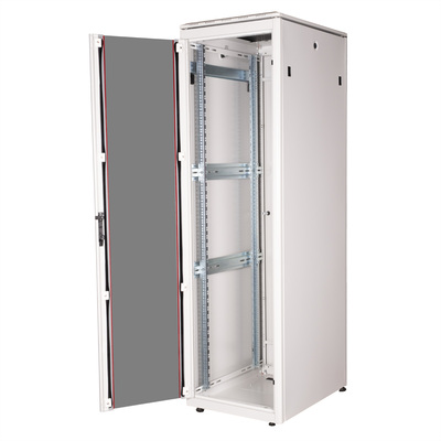 19" Rack na podlahu 42U, 2053x600x800mm (HxWxD), PRO, sklenené dvere, sivý
