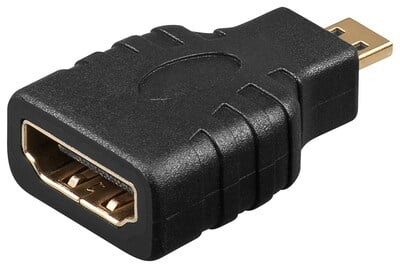 Adaptér HDMI/HDMI micro F/M, priamy, 4K@60Hz, čierny, pozl. konektor