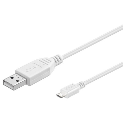 Kábel USB 2.0 A-MICRO-B M/M 0.15m, High Speed, biely