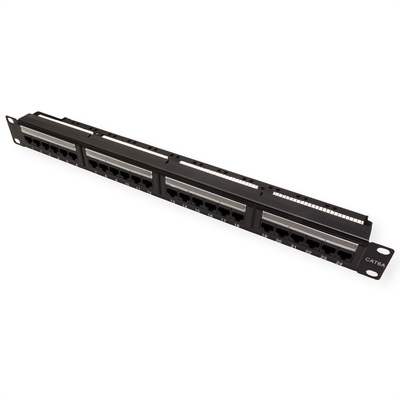 19" Patch panel 24port cat.6a, netienený, 1U, čierny