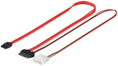 Kábel SATA M/M 300-030 Slimline + power 0.30m