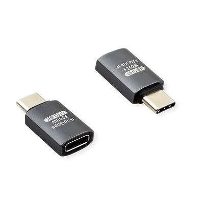 Adaptér USB 4 Gen 3x2, Typ C CM/CF, priamy, 40Gbps, PD 240W, sivý/čierny