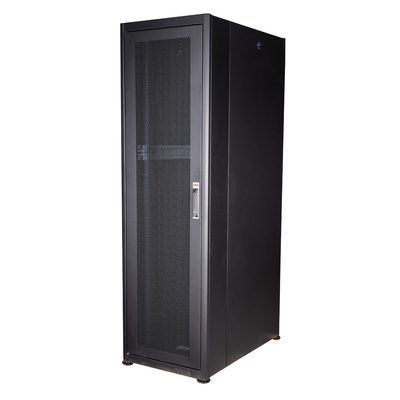 19" Rack na podlahu 42U, 2010x600x1000mm (HxWxD), BASIC, perforované dvere, čierny