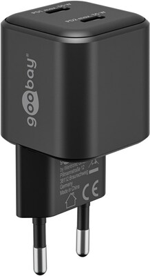 Nabíjačka USB 230V 2port, 2xUSB Typ C, 35W, Power Delivery, GaN, čierna