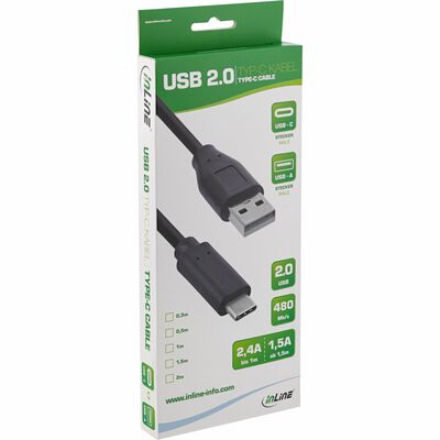 Kábel USB 2.0 AM/CM (3.1 Typ C) 5m, High Speed, čierny