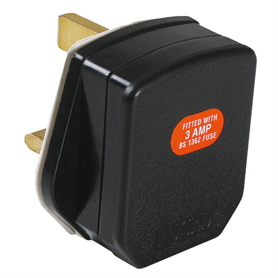 Konektor elektrikársky vidlica UK (BS 1363, Typ-G), 230V, 13A s poistkou, čierny