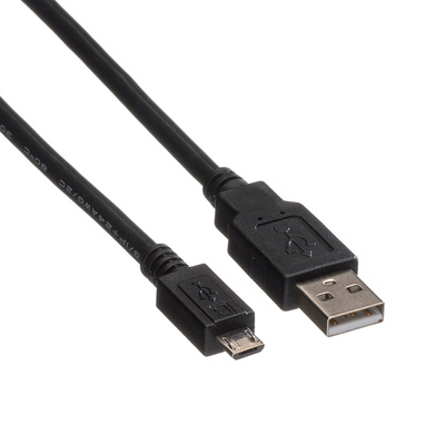Kábel USB 2.0 A-MICRO-B M/M 3m, High Speed, čierny
