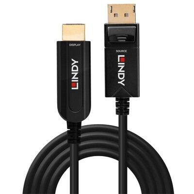 Kábel DisplayPort na HDMI M/M 30m, 4K@60Hz, DP v1.2, 18Gbit/s, audio, jednosmerný, aktívny, optický