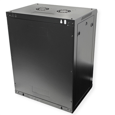 19" Rack na stenu 15U, čierny, 779x600x450mm (HxWxD), odnímateľné bočnice