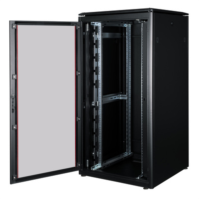 19" Rack na podlahu 32U, 1609x800x800mm (HxWxD), PRO, sklenené dvere, čierny