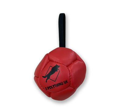 Lopta FUN "futbalová" s priemerom 8cm, s uškom, ekokoža, červená