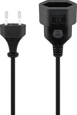 Predlžovačka 2pin, 2m s 1 zásuvkou, 0.75 mm², čierna §§