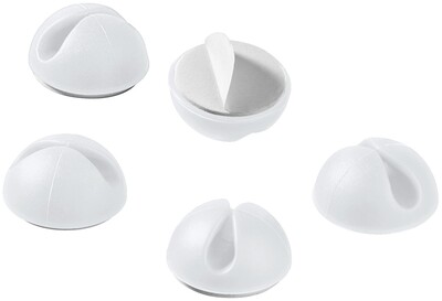 Káblový organizér, samolepiacia príchytka, ⌀7.8mm, 5ks/bal, biely