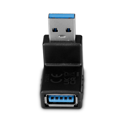 Adaptér USB 3.2 Gen 1, A-A M/F, 5Gbps, zahnutý hore 90°, čierny