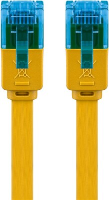 UTP Patchkábel 1m cat.6a, žltý, plochý, Cu