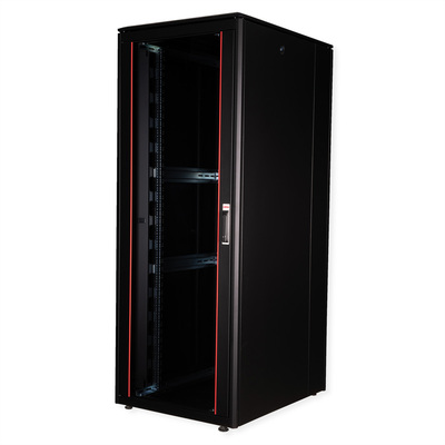 19" Rack na podlahu 42U, 2053x800x1000mm (HxWxD), PRO, sklenené dvere, čierny