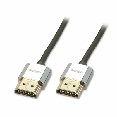 Kábel HDMI M/M 1m, Ultra High Speed+Eth, 4K@60Hz, HDMI 2.0, 18G, G pozl. kon., sivý, Slim, Cromo