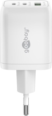 Nabíjačka USB 230V 3port, 1xUSB A, 2xUSB Typ C, 65W, Power Delivery, GaN, biela