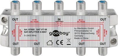 Rozbočovač / distribútor TV a SAT signálu, 1IN/8OUT, 5-2400 Mhz, F-konektor