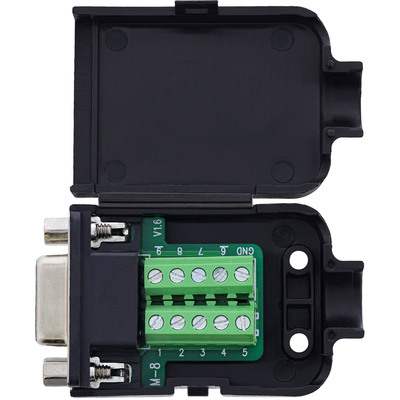 Konektor D-SUB 9 pin samec - 2 radový, skrutkovacia zbernica, krytka, čierny