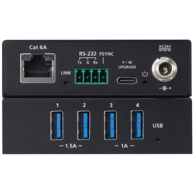 Predĺženie USB 3.2 Gen 1 cez TP do 100m, USB hub (4port), 5Gbps, RS23, PoC (PowerOverCable), čierny