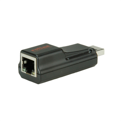 Adaptér USB 3.2 Gen 1 na RJ45 (Gigabit Ethernet), dongle + 10cm kábel A-A M/F, čierny