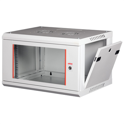 19" Rack na stenu 6U, sivý, 379x600x450mm (HxWxD), odnímateľné bočnice