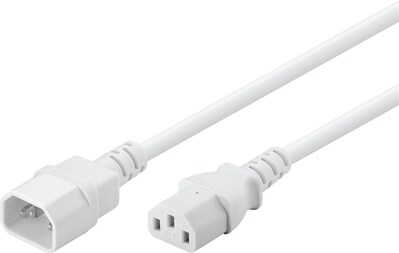 Kábel sieťový 230V predlžovací, C13 - C14, 0.5m, 0.75mm2, 10A, biely