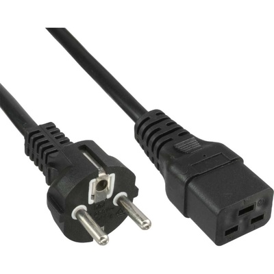 Kábel sieťový 230V, vidlica (CEE7/7) priama - C19, 1m, 1.50mm², 16A, čierny