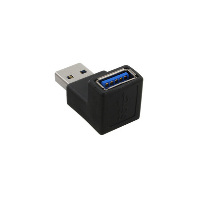 Adaptér USB 3.2 Gen 1, A-A M/F, 5Gbps, zahnutý hore 90°, čierny
