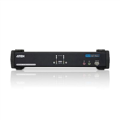 KVM switch/prepínač 2PC, DVI-D, USB, USB hub, audio 5.1, Hotkeys, Pushbuttons