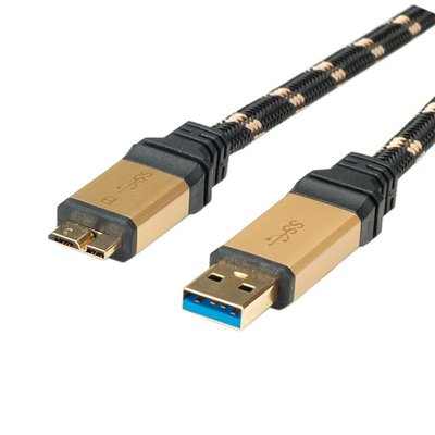 Kábel USB 3.0 A/MICRO-B M/M 2m, Super Speed, Gold